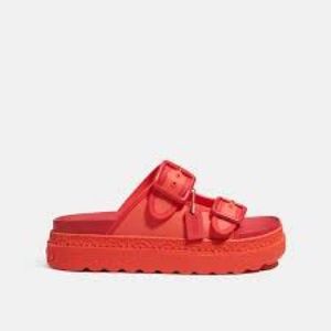 Coach Lucy rubber slip-on sandal, size 9, Red Orange
